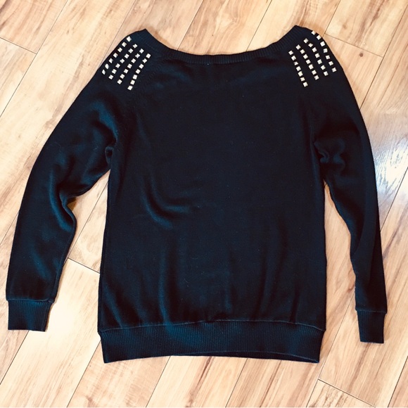 Express sweater black cotton knit lightweight winter gold sequins small - Picture 4 of 5